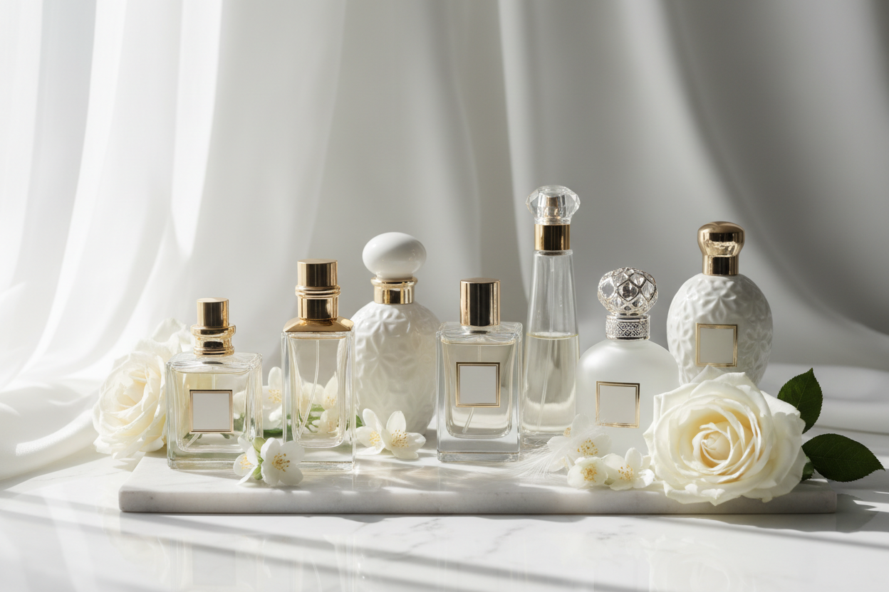 white themed image for attars and perfumes